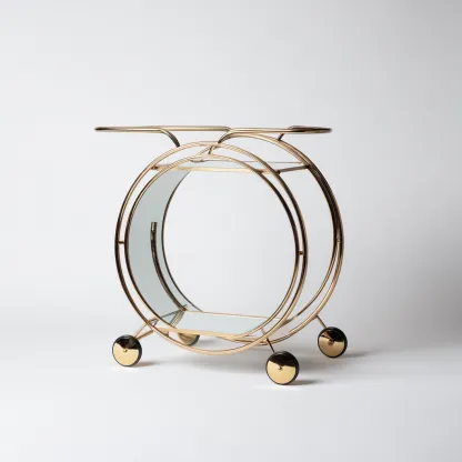 Carrello da cucina in metallo e vetro 70x40x80 cm - oro-trasparente - design moderno con ruote-Domainene