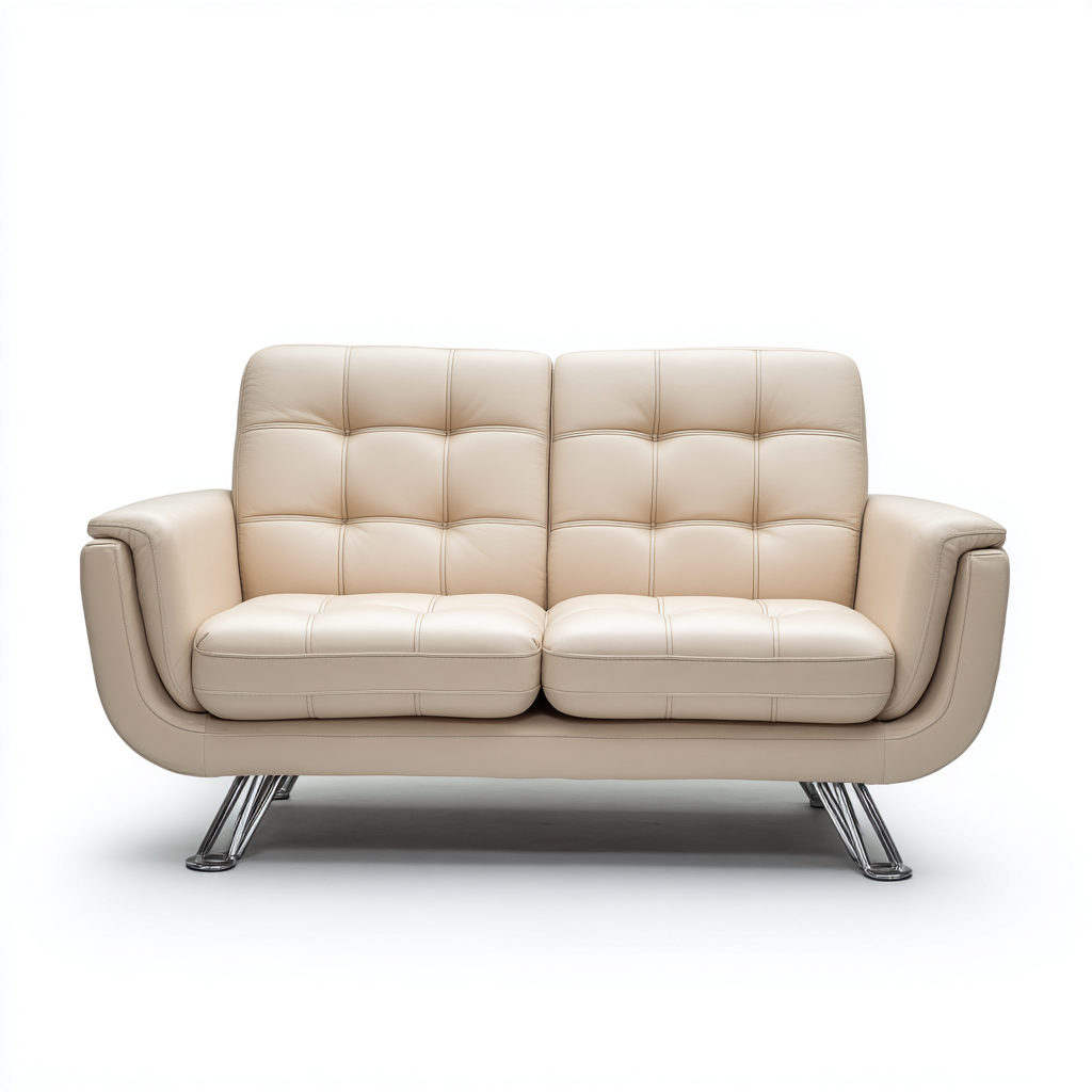 Divano lineare pelle 160x90x90 cm - beige - design moderno-Domainene