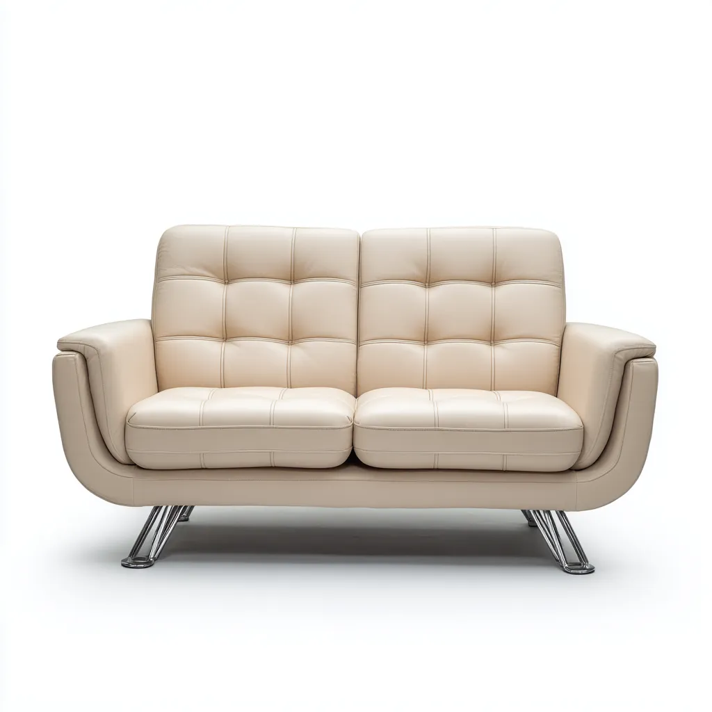 Divano lineare pelle 160x90x90 cm - beige - design moderno-Domainene