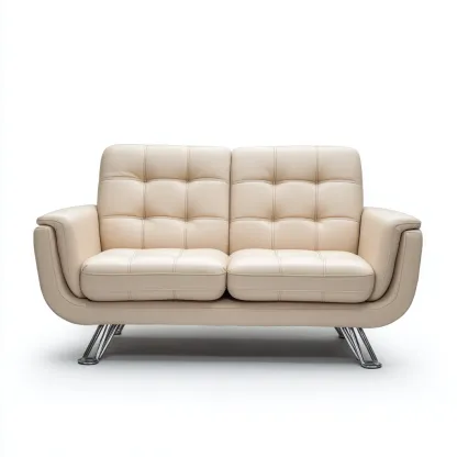 Divano lineare pelle 160x90x90 cm - beige - design moderno-Domainene