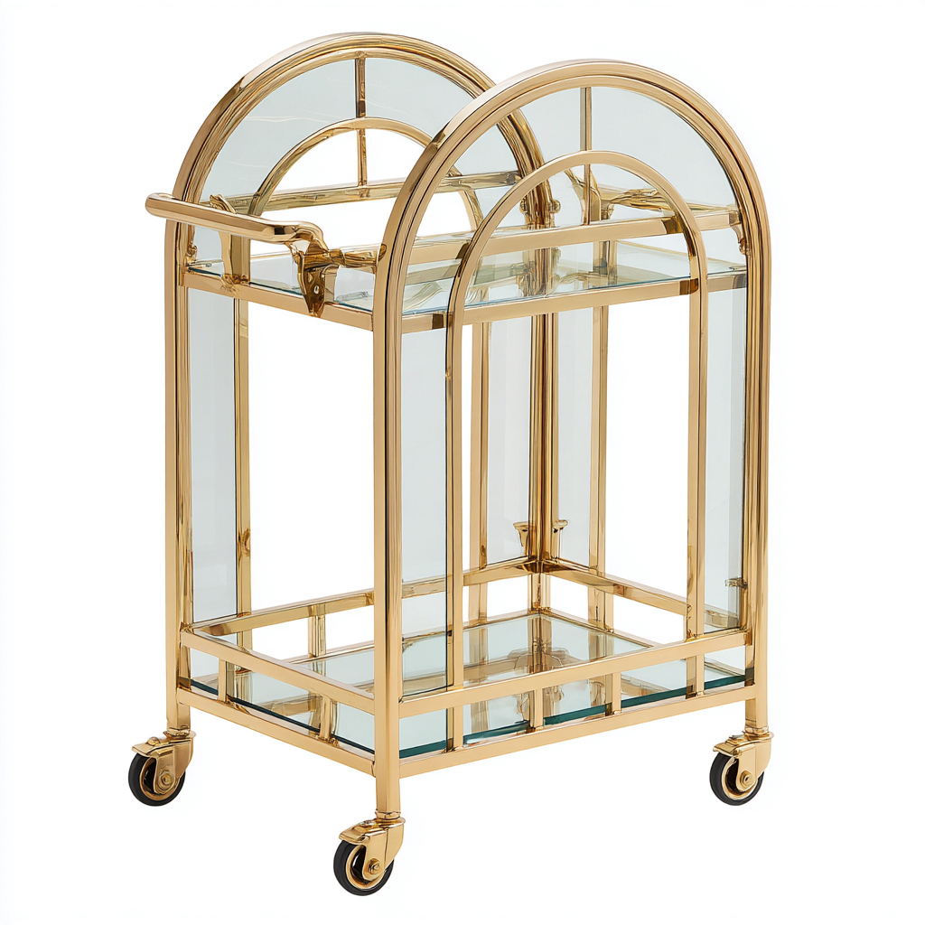 Carrello da cucina metallo e vetro 60x40x85 cm - oro - design decorativo-Domainene