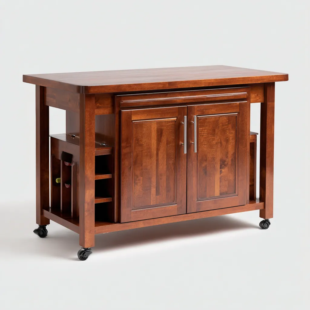 Isola da cucina in legno massiccio 130x65x90 cm - marrone - design classico con mobile contenitore-Domainene