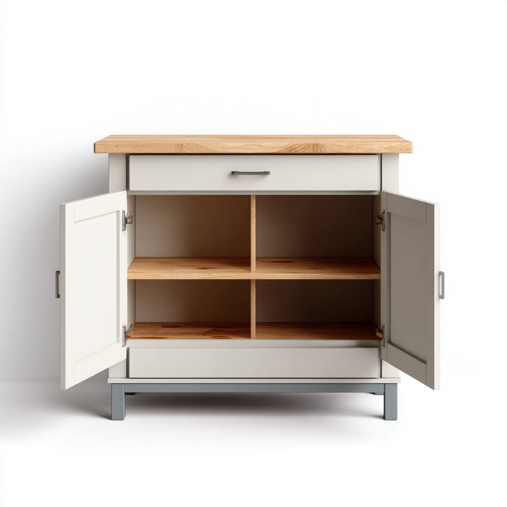 Armadietti da cucina in legno composito 80x45x90 cm - bianco-naturale - design funzionale per cucina-Domainene