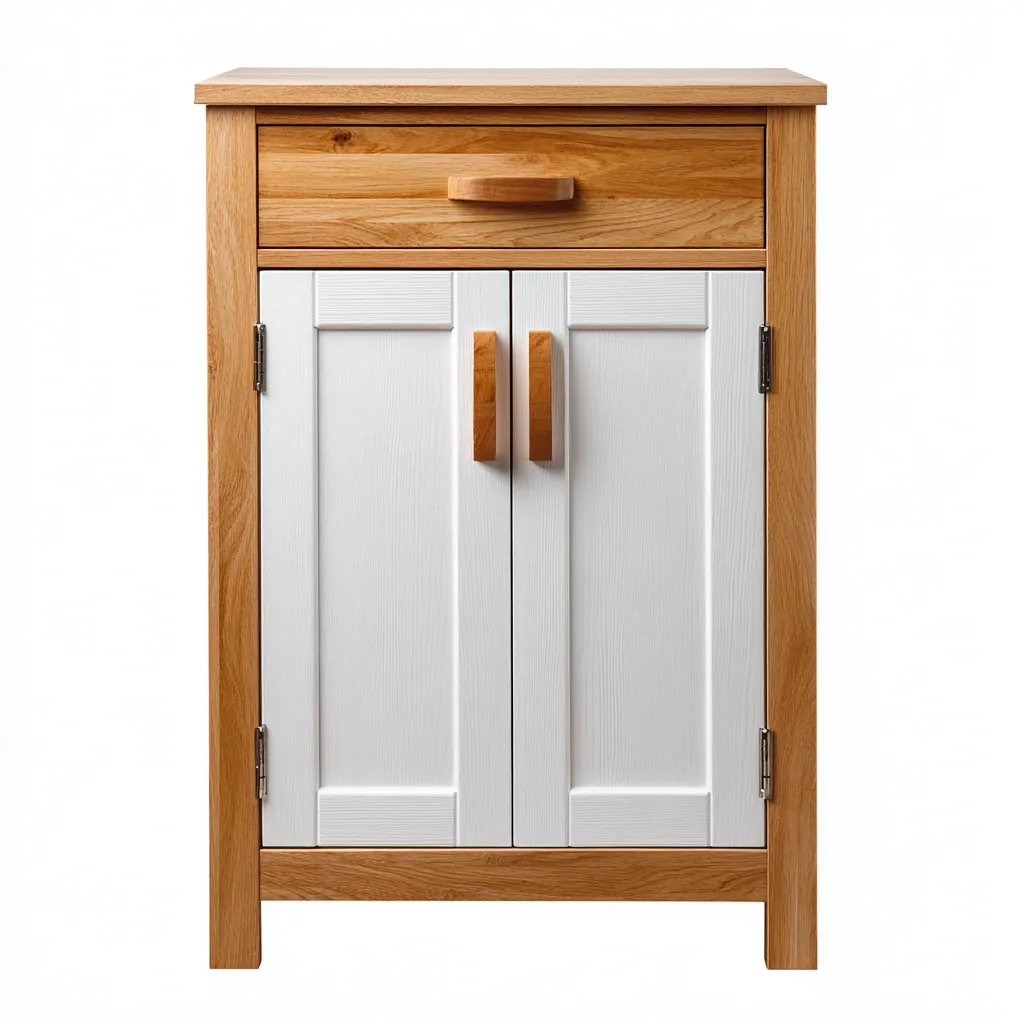 Armadietti da cucina in legno 60x35x90 cm - bianco-marrone - con 1 cassetto e 2 ante - design moderno-Domainene