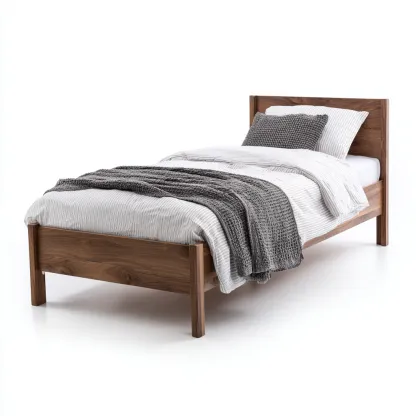 Letto singolo in legno massello 200x100x90 cm - marrone - design semplice - adatto per camera da letto-Domainene