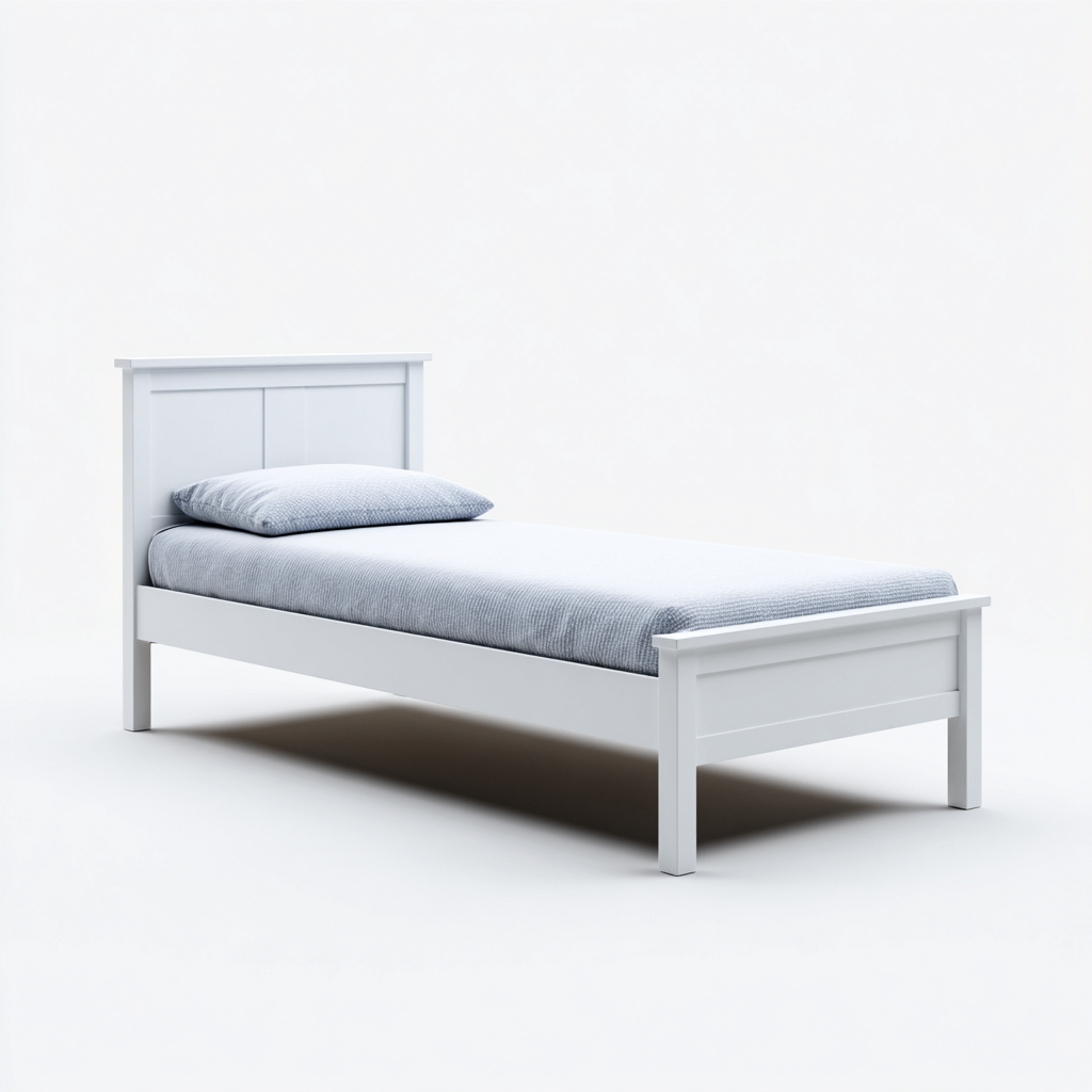 Letto singolo in legno 200x100x95 cm - bianco - design semplice-Domainene