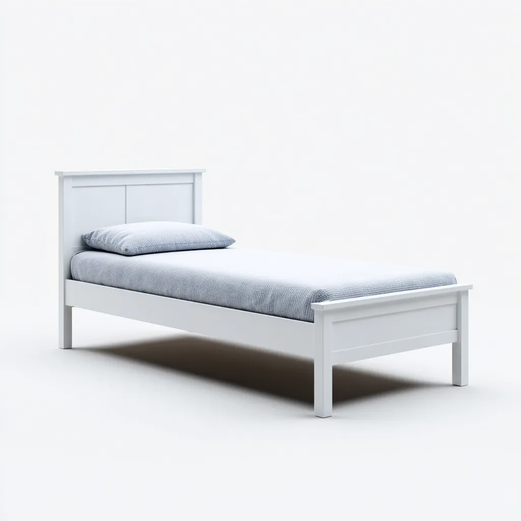 Letto singolo in legno 200x100x95 cm - bianco - design semplice-Domainene