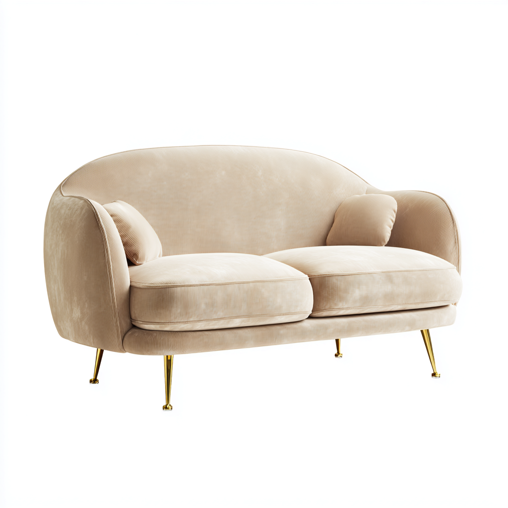 Divano lineare in tessuto 160x85x85 cm - beige - design moderno-Domainene