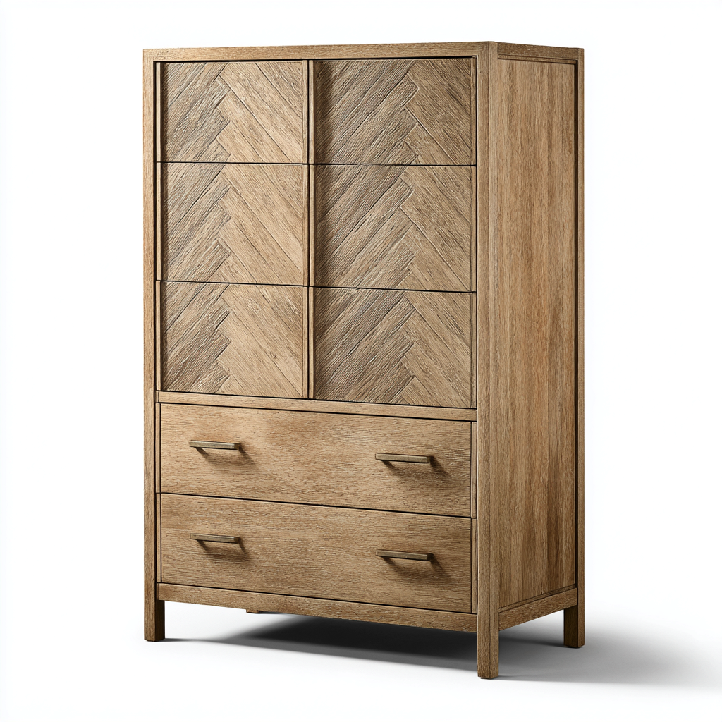 Cassettiera in legno 70x40x120 cm - rovere naturale - design moderno-Domainene