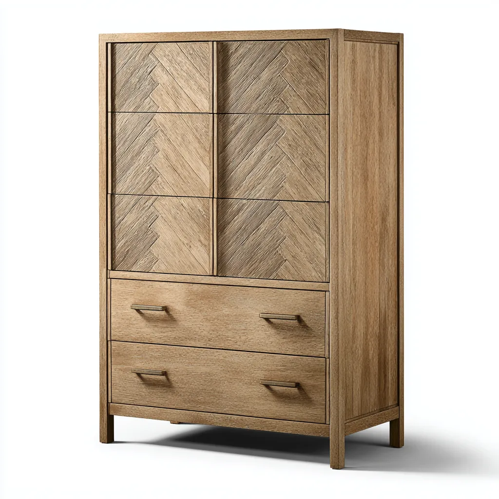 Cassettiera in legno 70x40x120 cm - rovere naturale - design moderno-Domainene