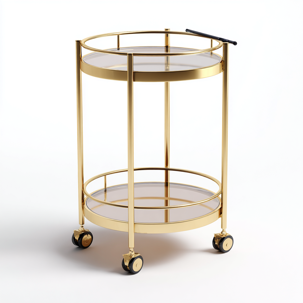 Carrello da cucina metallo e vetro 55x55x78 cm - oro - design moderno-Domainene