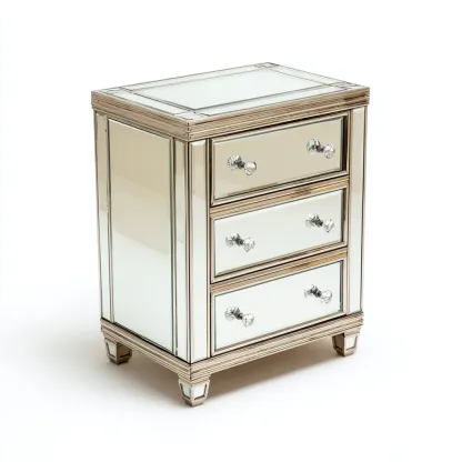 Cassettiera con finitura a specchio 45x35x65 cm - vetro specchiato-argento - stile moderno-Domainene