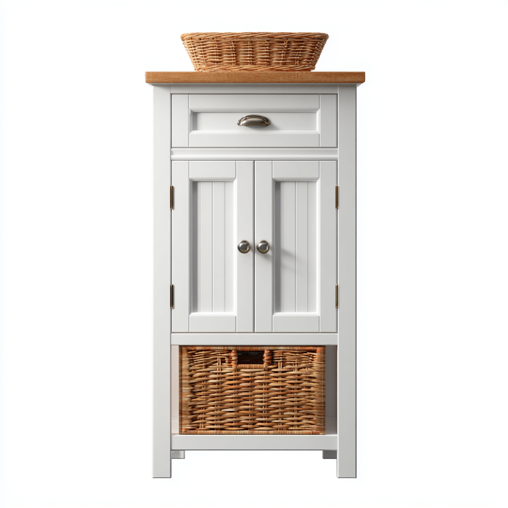 Armadietti da cucina in legno 50x35x110 cm - bianco-legno - stile country-Domainene