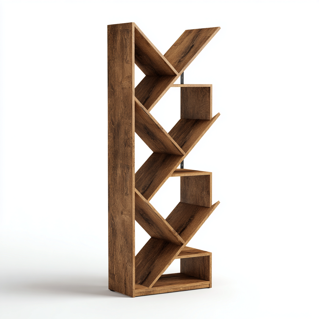 Librerie - legno 80x30x180 cm - marrone - per soggiorno - design moderno-Domainene