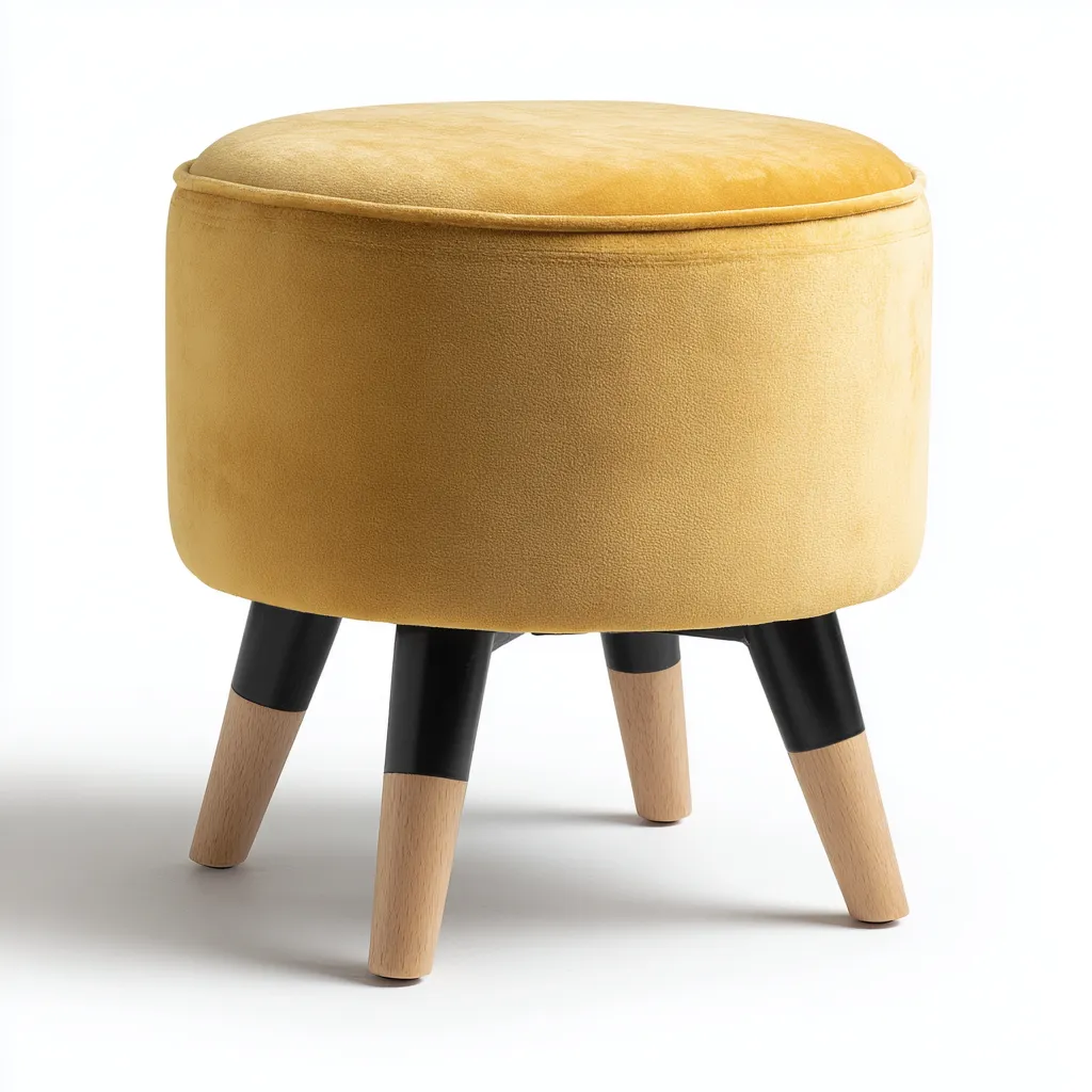 Pouf in tessuto 40x40x45 cm - giallo - design moderno-Domainene