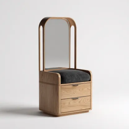 Toeletta in legno con specchio 45x40x120 cm - rovere - con 2 cassetti - design moderno-Domainene