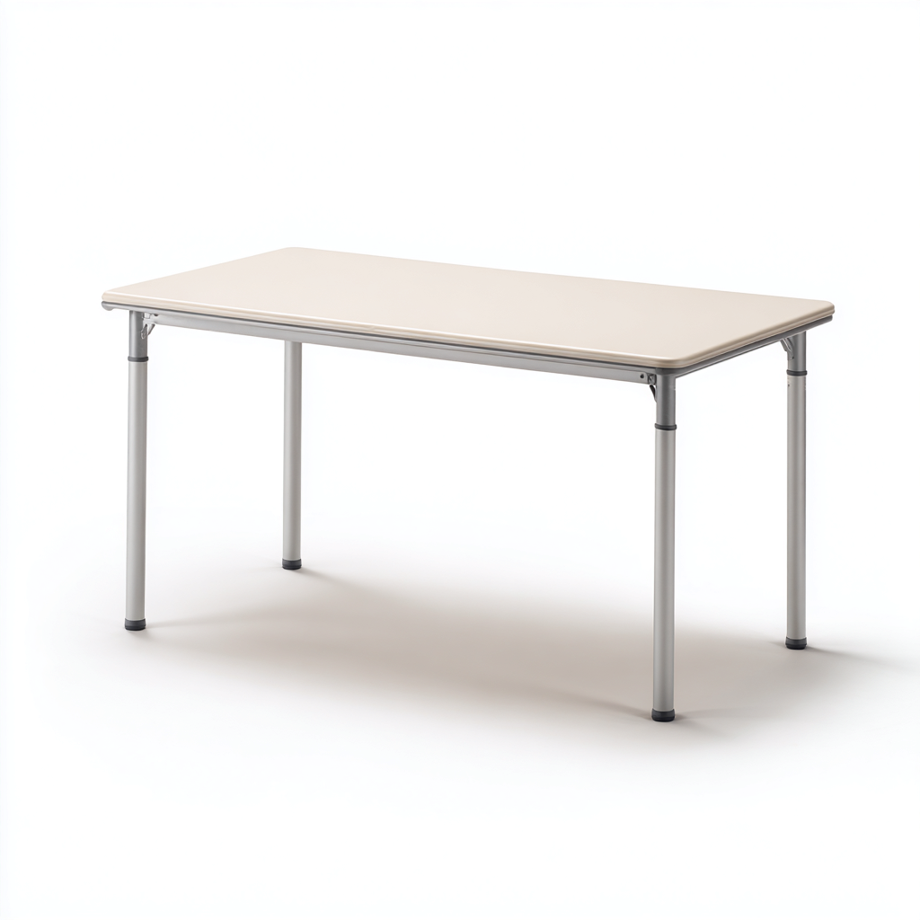 Tavolo da giardino in metallo e piano composito 140x70x75 cm - bianco-grigio - design moderno per esterni-Domainene