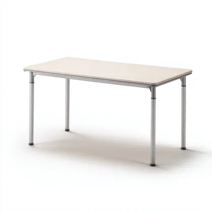 Tavolo da giardino in metallo e piano composito 140x70x75 cm - bianco-grigio - design moderno per esterni-Domainene