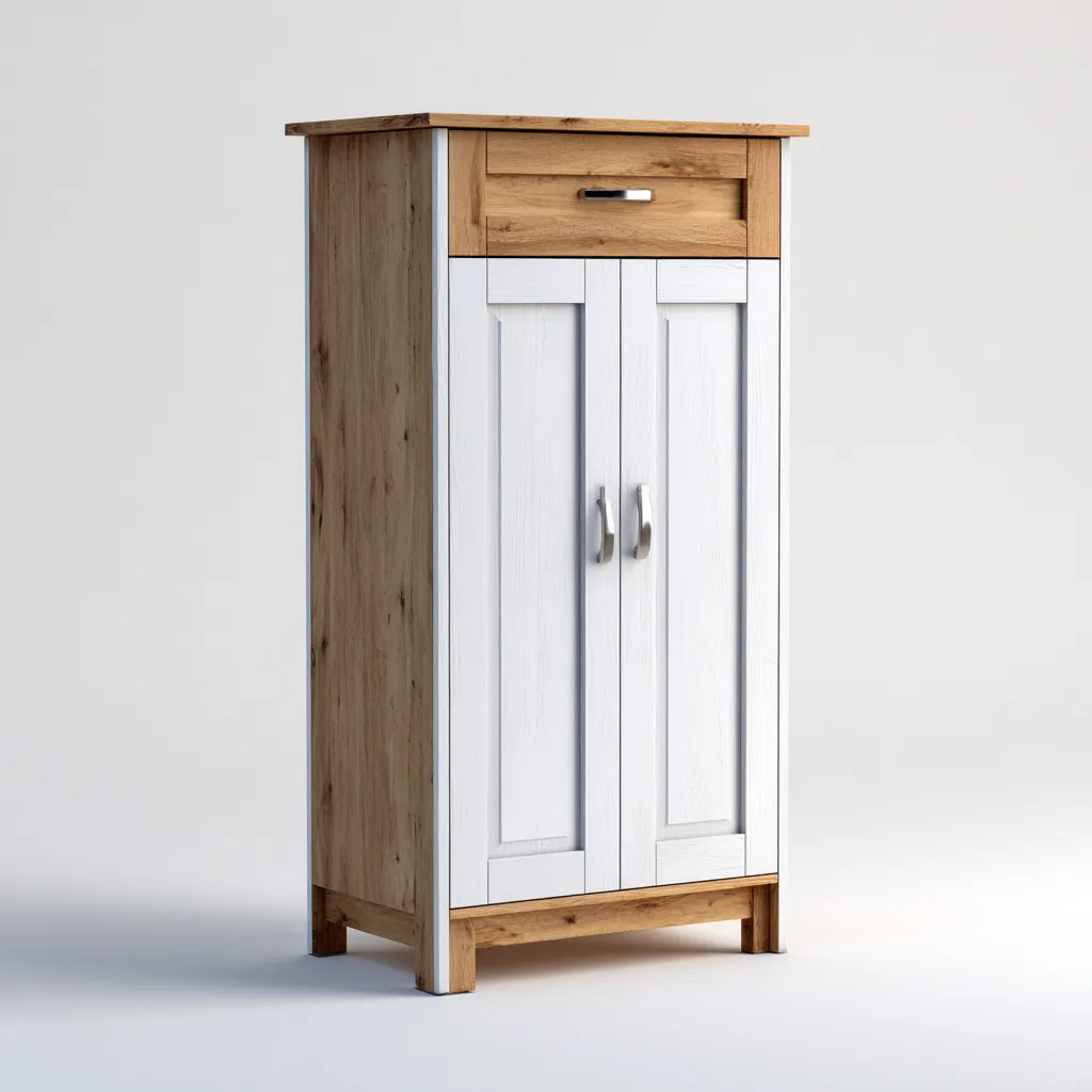 Armadietti da cucina in legno 70x40x150 cm - bianco-legno - design semplice per cucina-Domainene