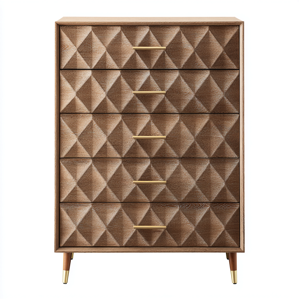 Cassettiera in legno 70x40x110 cm - naturale - design moderno-Domainene