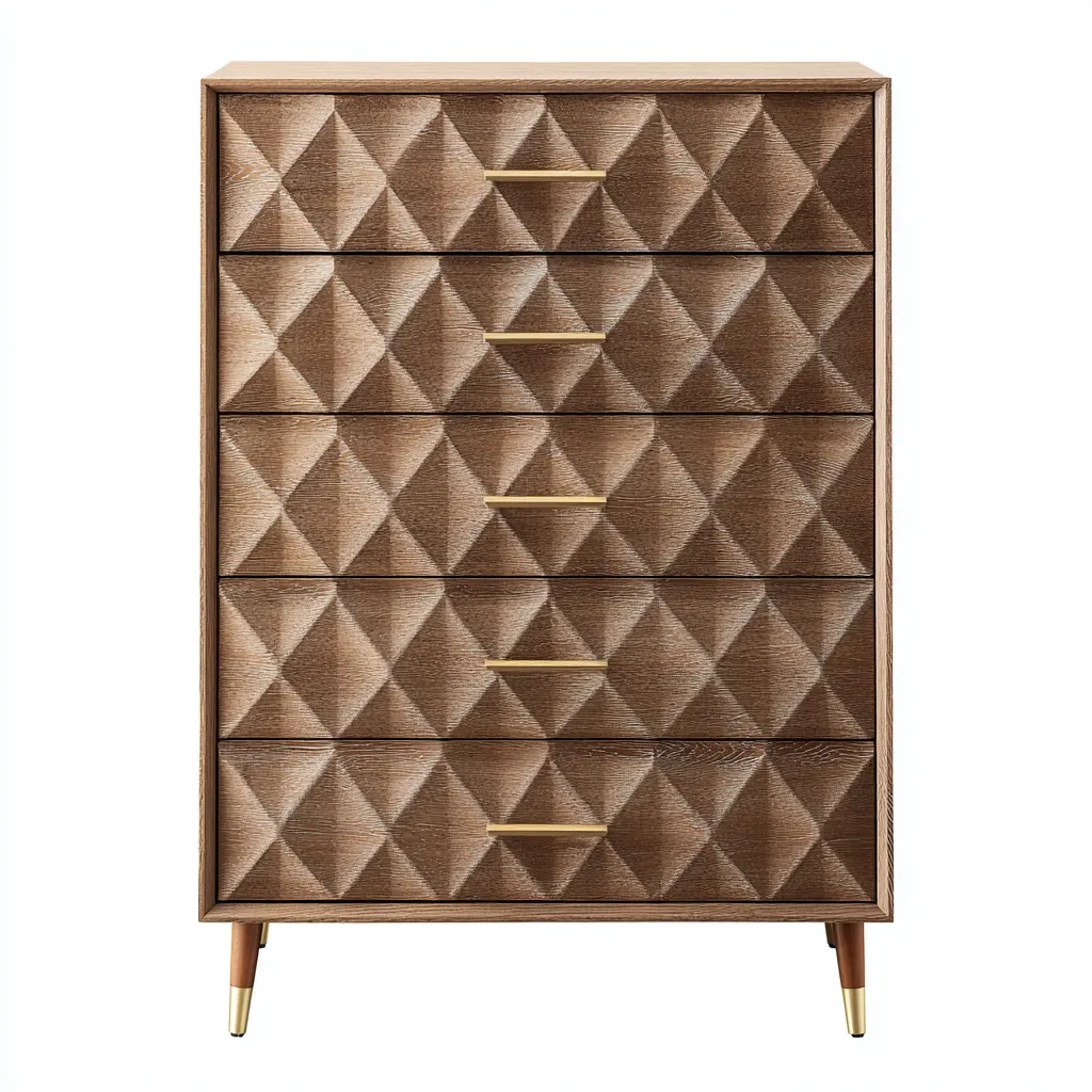 Cassettiera in legno 70x40x110 cm - naturale - design moderno-Domainene