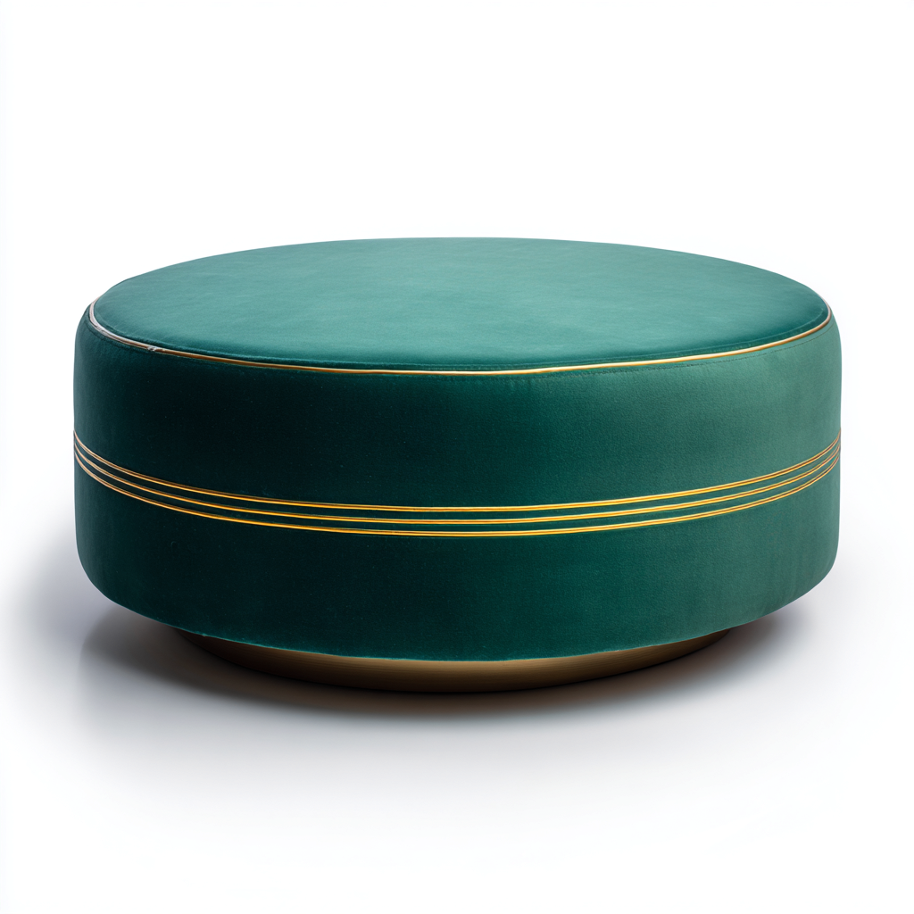 Pouf - velluto-metallo 90x90x32 cm - verde-oro - per soggiorno - design moderno-Domainene