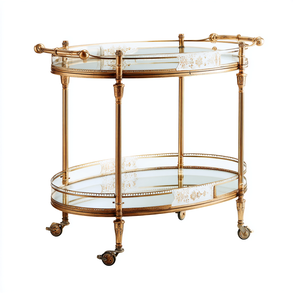 Carrello da cucina metallo e vetro 70x40x78 cm - oro - stile classico-Domainene