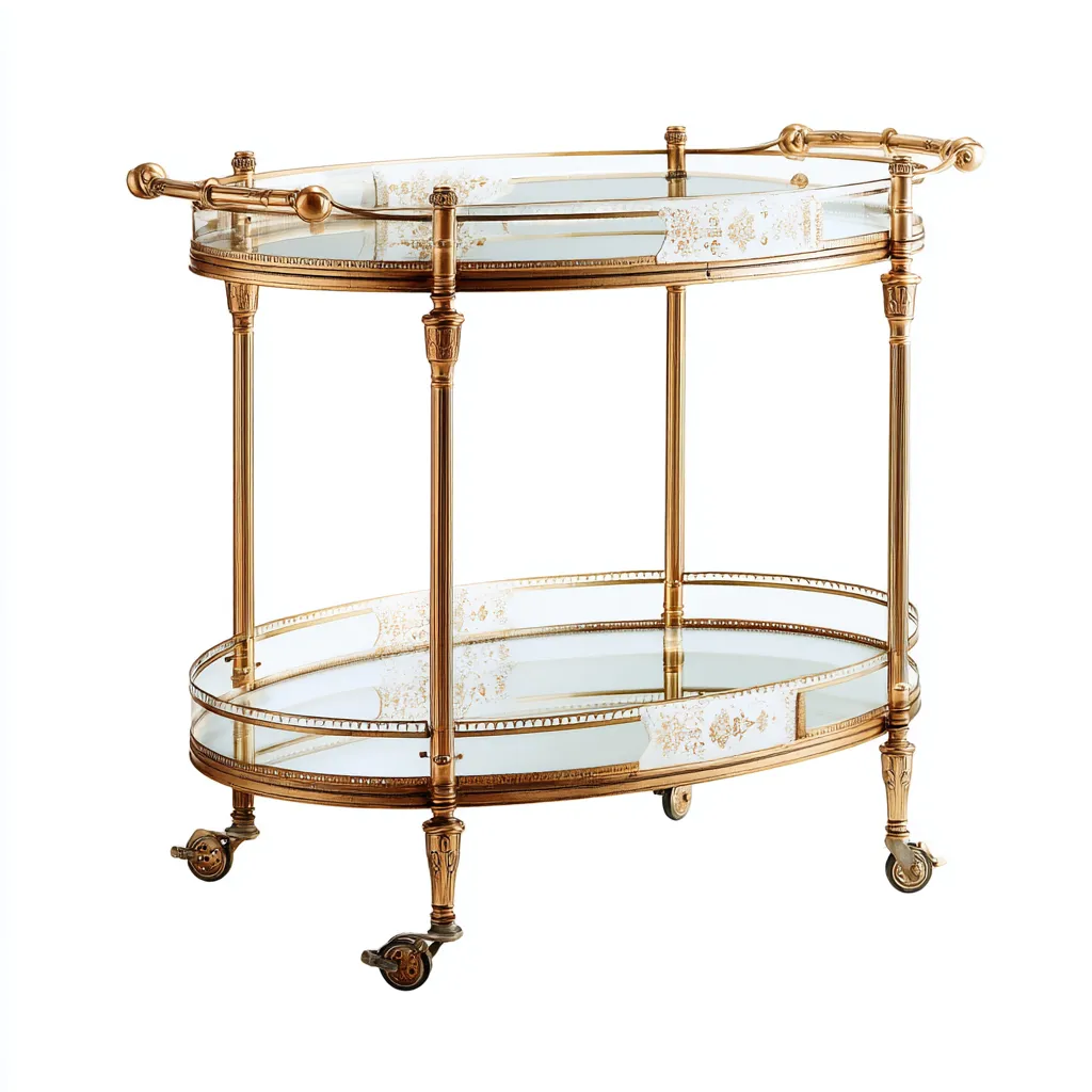 Carrello da cucina metallo e vetro 70x40x78 cm - oro - stile classico-Domainene