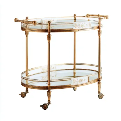 Carrello da cucina metallo e vetro 70x40x78 cm - oro - stile classico-Domainene