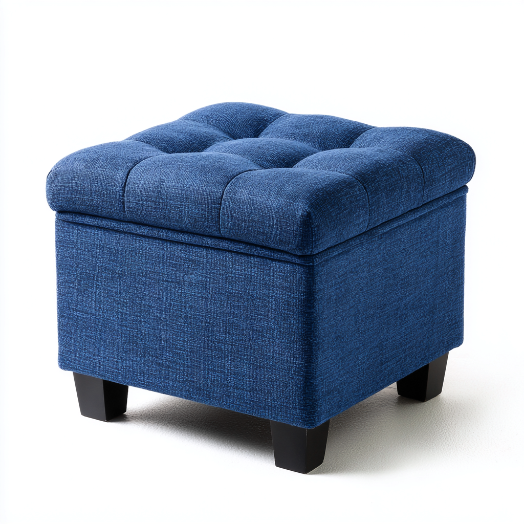 Pouf in tessuto 40x40x45 cm - blu - design moderno-Domainene