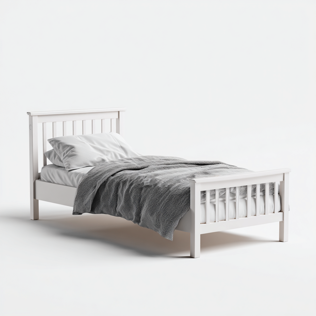 Letto singolo legno 200x100x90 cm - bianco - design classico-Domainene