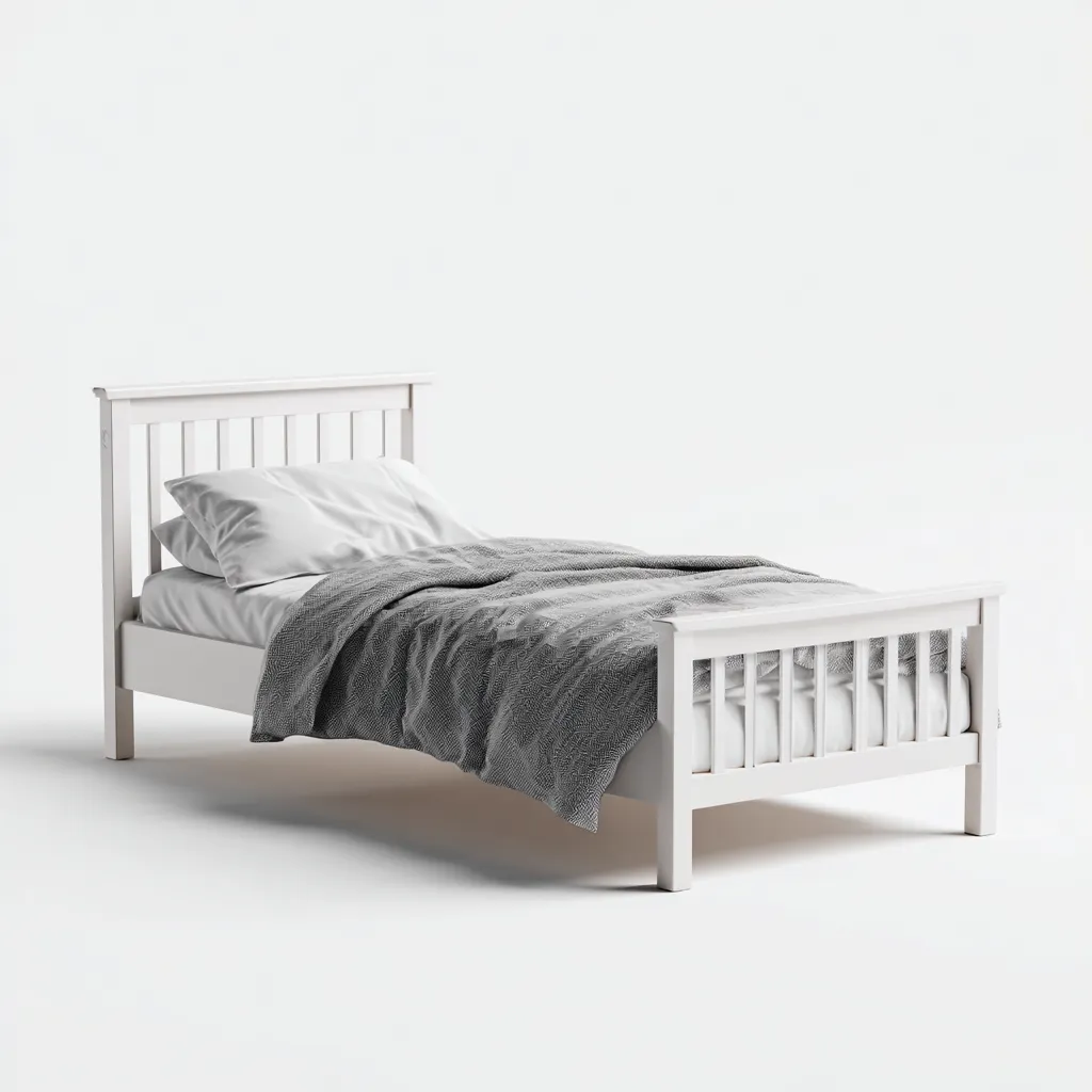 Letto singolo legno 200x100x90 cm - bianco - design classico-Domainene