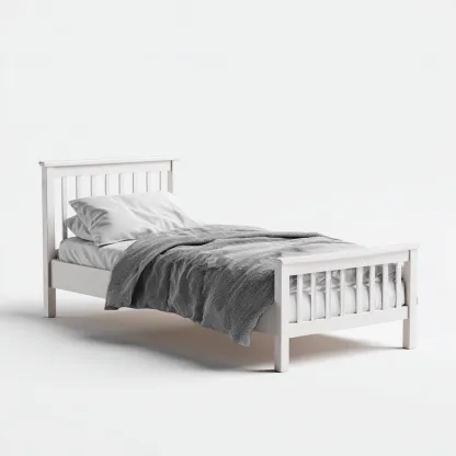 Letto singolo legno 200x100x90 cm - bianco - design classico-Domainene