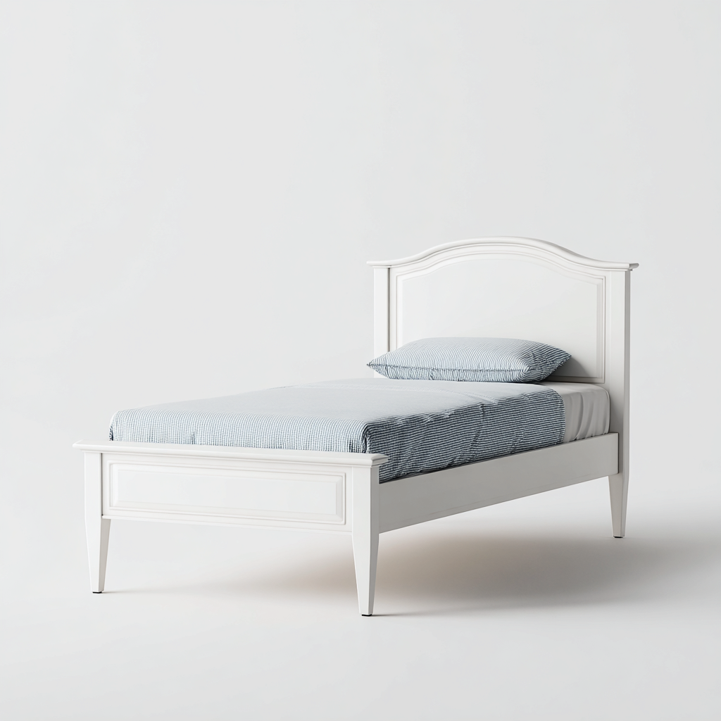 Letto singolo legno 200x100x98 cm - bianco - stile classico-Domainene