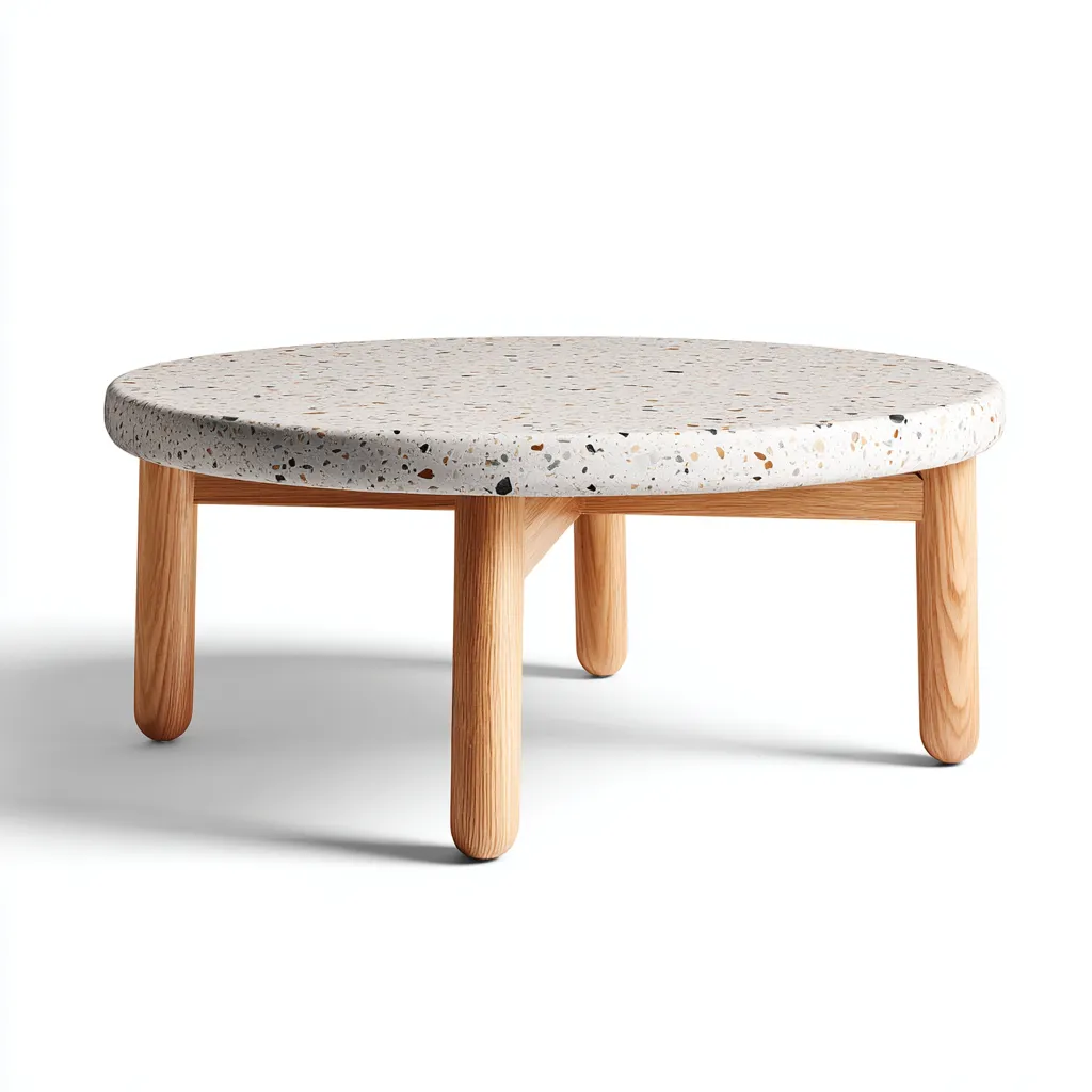 Tavolo da giardino Terrazzo-Legno 70x70x35 cm - Bianco-Naturale - Design moderno-Domainene