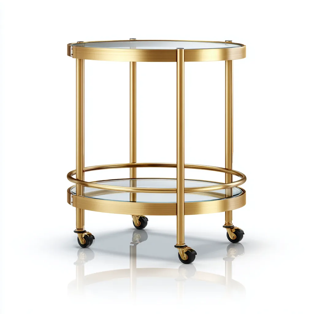 Carrello da cucina in metallo dorato 50x50x78 cm - oro - stile moderno con ruote-Domainene