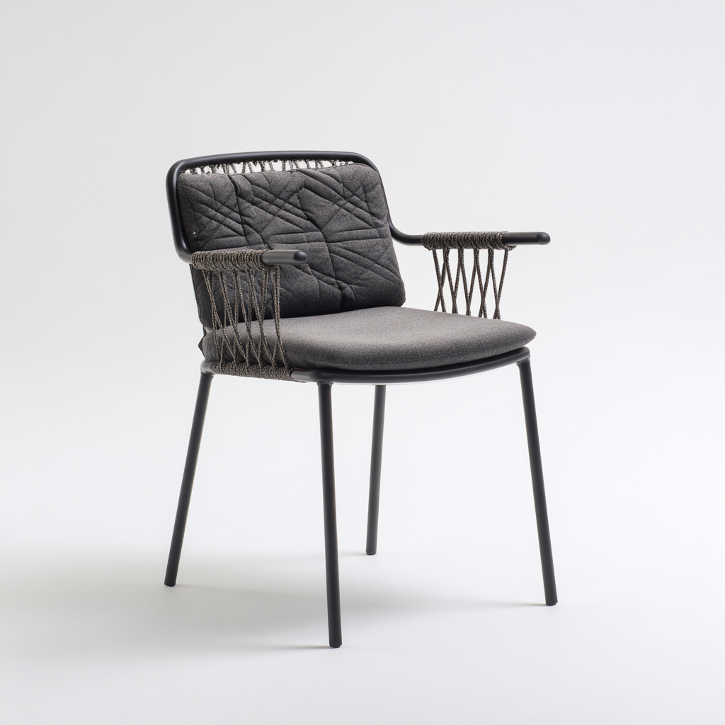 Sedie da giardino - metallo-tessuto 55x55x80 cm - grigio - per esterno - design moderno-Domainene