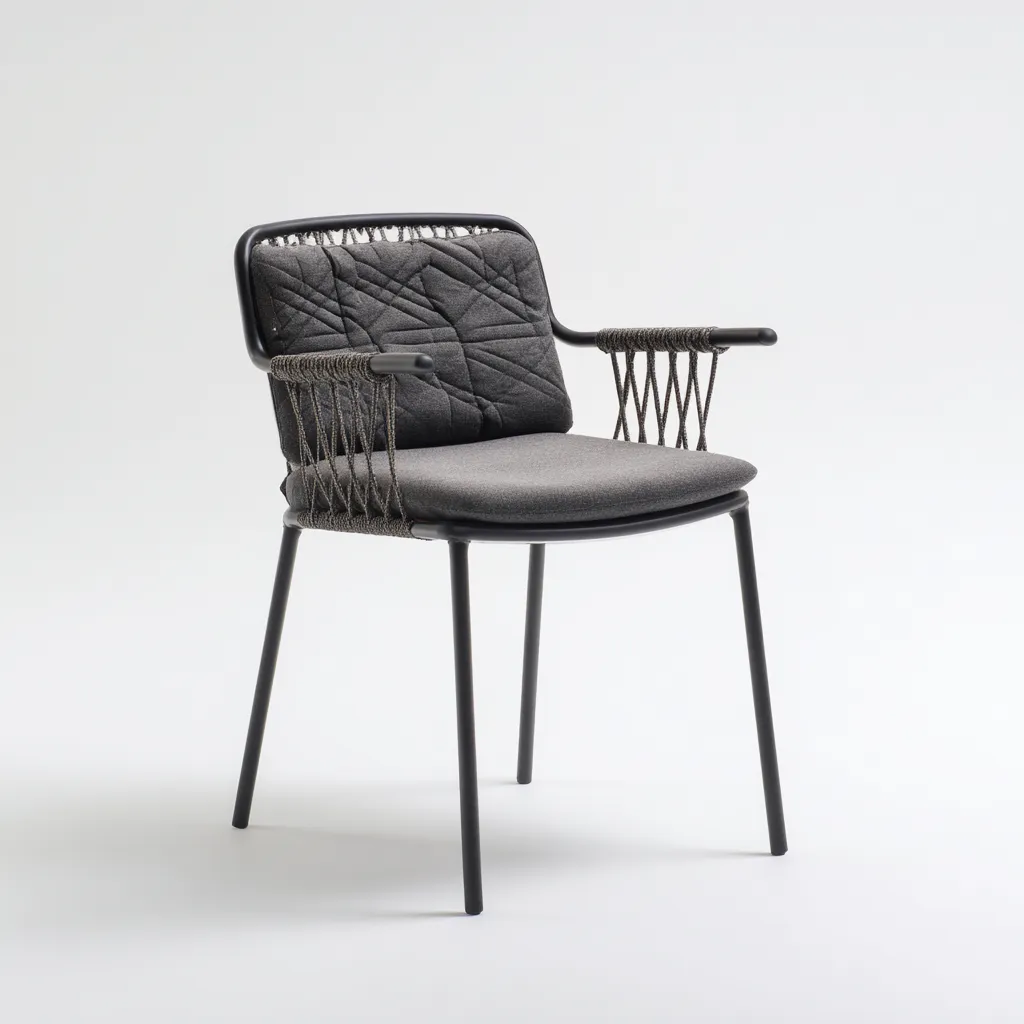 Sedie da giardino - metallo-tessuto 55x55x80 cm - grigio - per esterno - design moderno-Domainene