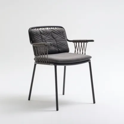 Sedie da giardino - metallo-tessuto 55x55x80 cm - grigio - per esterno - design moderno-Domainene