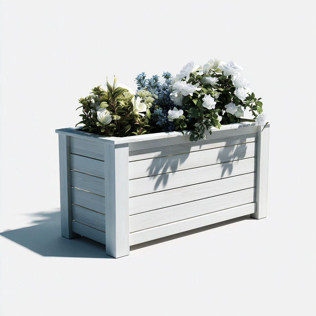 Vasi e supporti per piante in legno 80x30x40 cm - bianco - adatto per esterni-Domainene