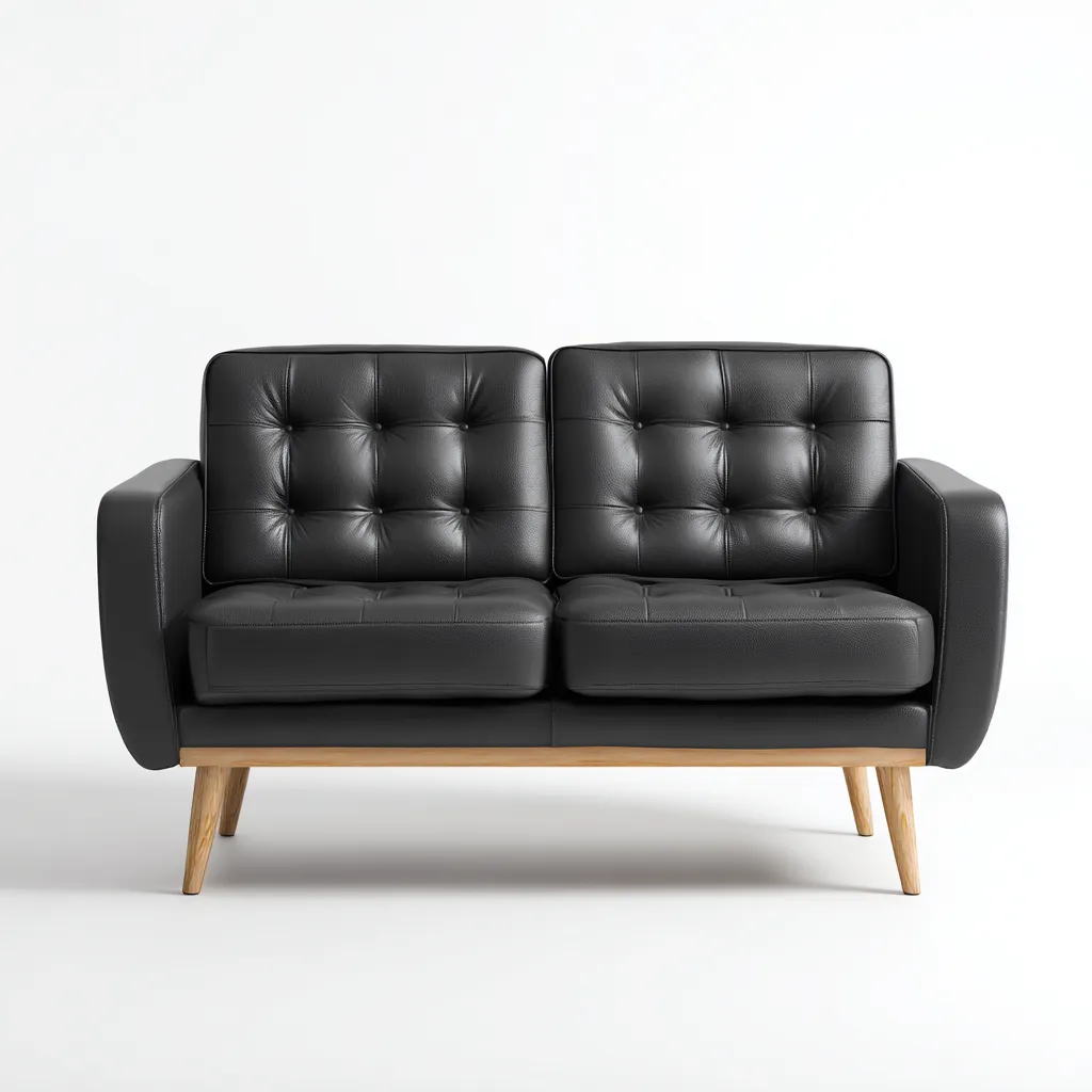 Divano lineare in pelle 150x80x85 cm - nero - design moderno-Domainene