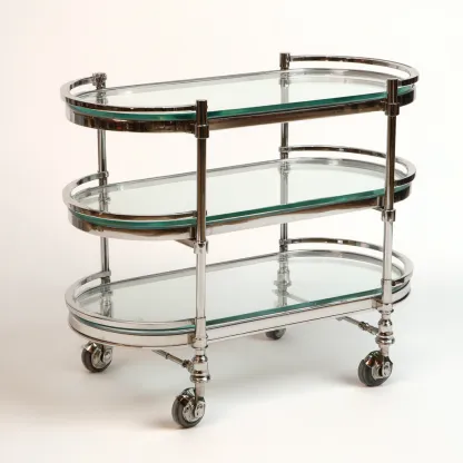 Carrello da cucina in metallo e vetro 80x35x85 cm - argento - design moderno-Domainene