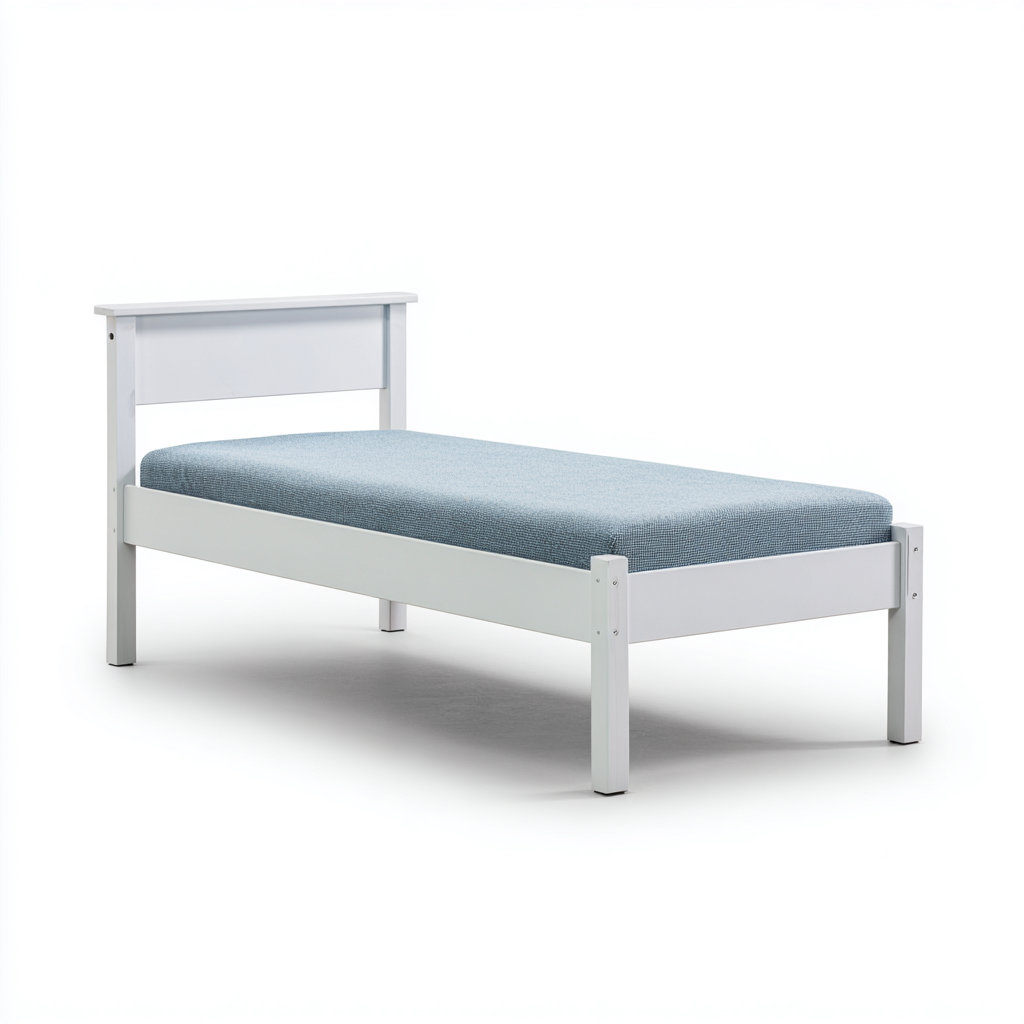 Letto singolo Legno 200x100x85 cm - Bianco - Design semplice-Domainene