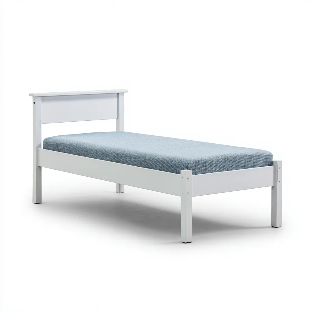 Letto singolo Legno 200x100x85 cm - Bianco - Design semplice-Domainene