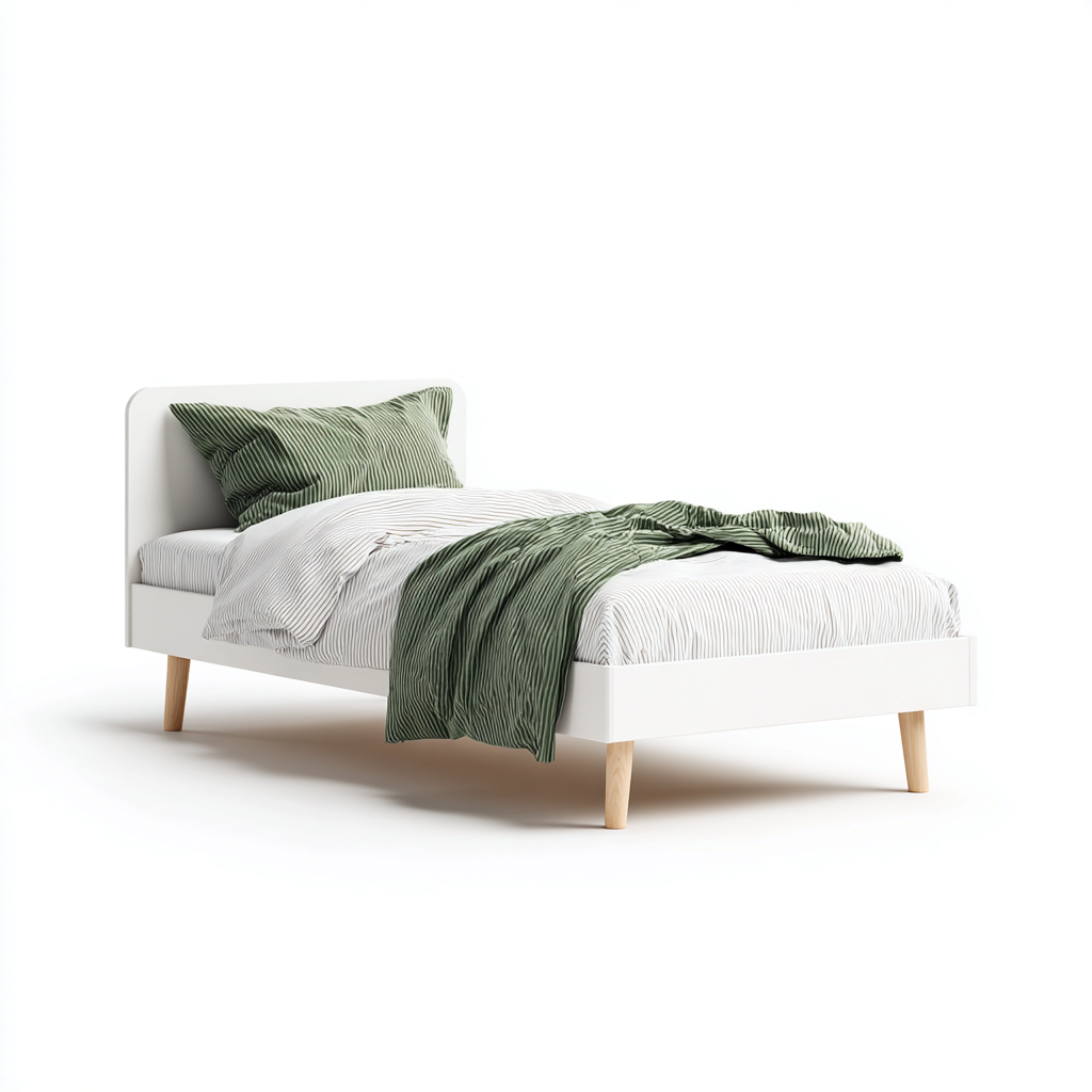 Letto per bambini MDF-Legno 200x100x80 cm - Bianco - Design moderno-Domainene