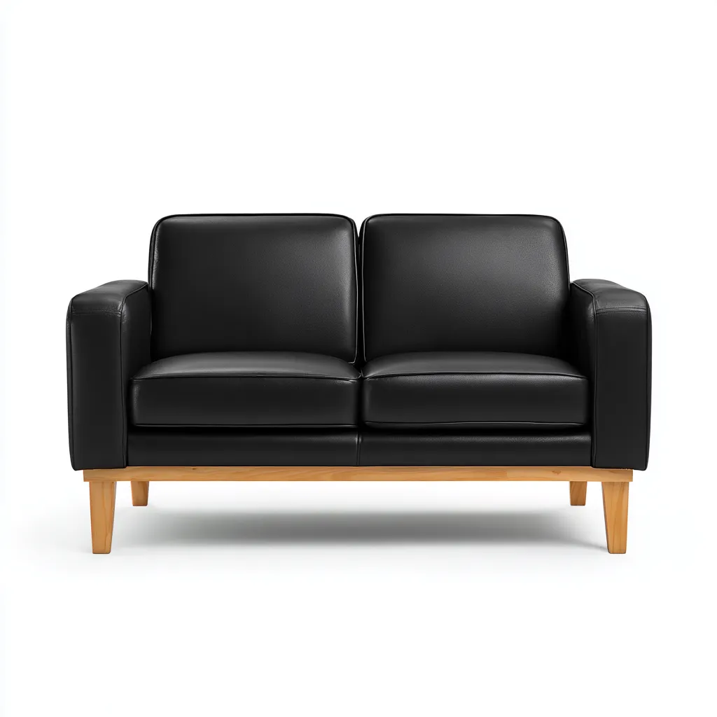 Divano lineare pelle 160x85x88 cm - nero - design moderno-Domainene