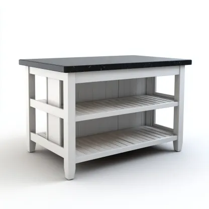 Isola da cucina con piano in marmo 120x70x90 cm - bianco-nero - design moderno per cucina-Domainene