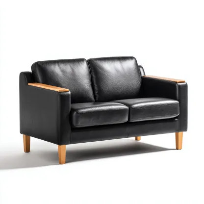 Divano lineare in pelle 150x80x85 cm - nero - design moderno-Domainene