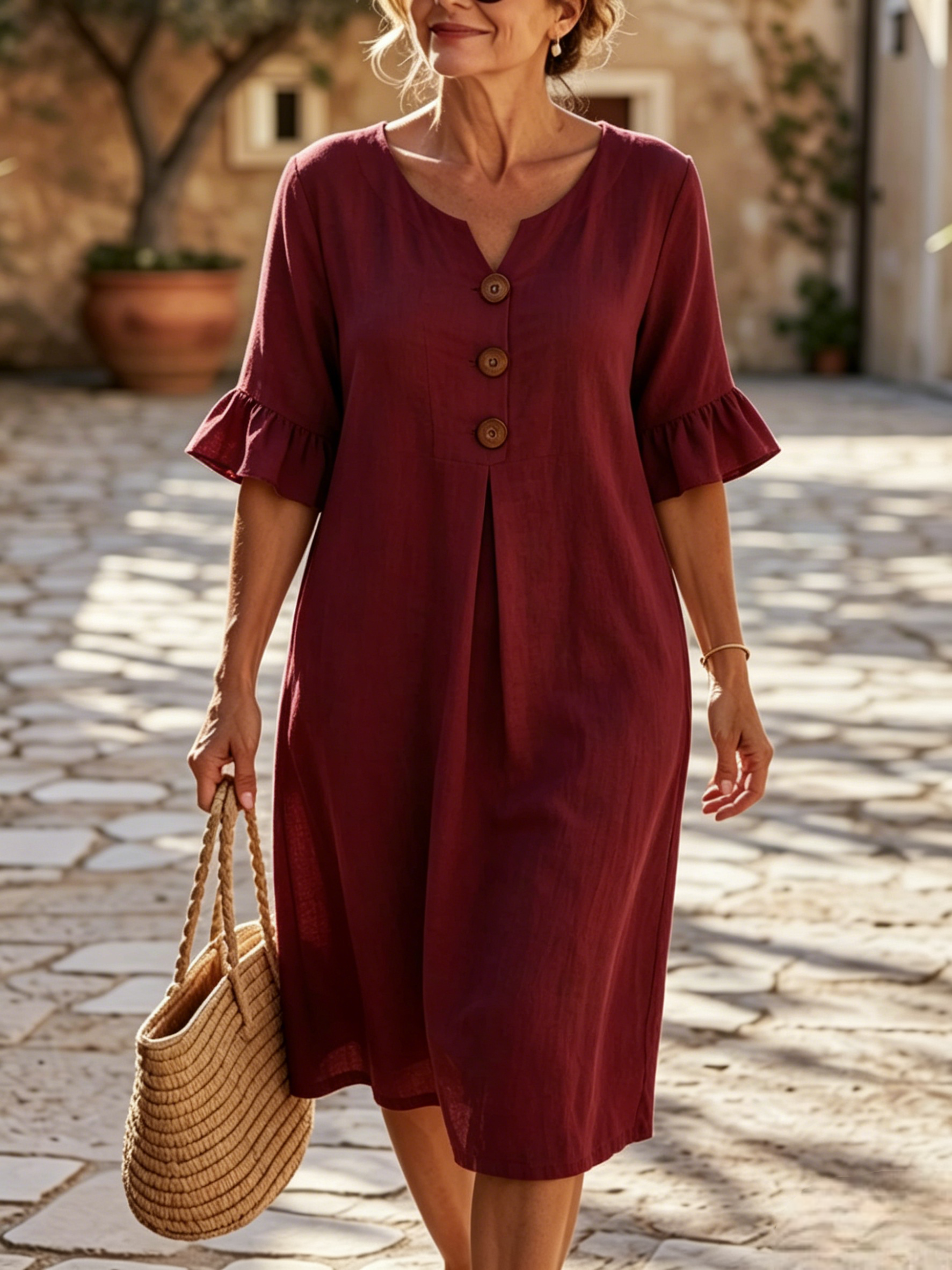 🔥𝐂𝐋𝐄𝐀𝐑𝐀𝐍𝐂𝐄 𝐃𝐈𝐒𝐂𝐎𝐔𝐍𝐓 𝟓𝟒% 𝐎𝐅𝐅🔥-100% Cotton-Linen Dress