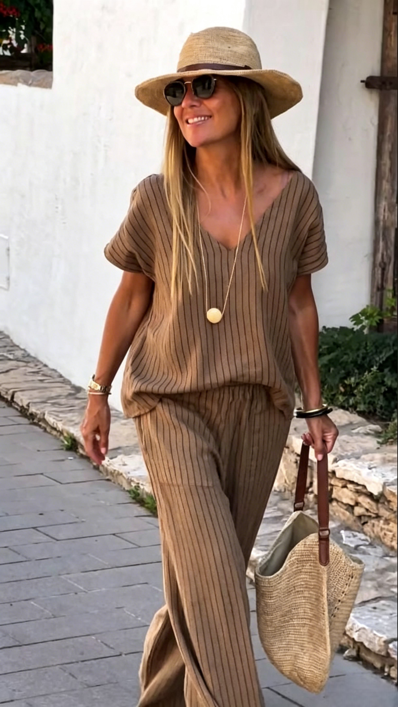 🔥𝐂𝐋𝐄𝐀𝐑𝐀𝐍𝐂𝐄 𝐃𝐈𝐒𝐂𝐎𝐔𝐍𝐓 𝟓𝟒% 𝐎𝐅𝐅🔥-Casual Stripe Set 